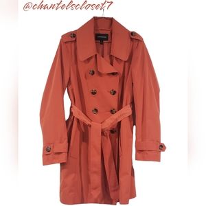 London Fog Brand - Burnt Orange Peacoat Jacket - Large/ Double Breasted  Trench